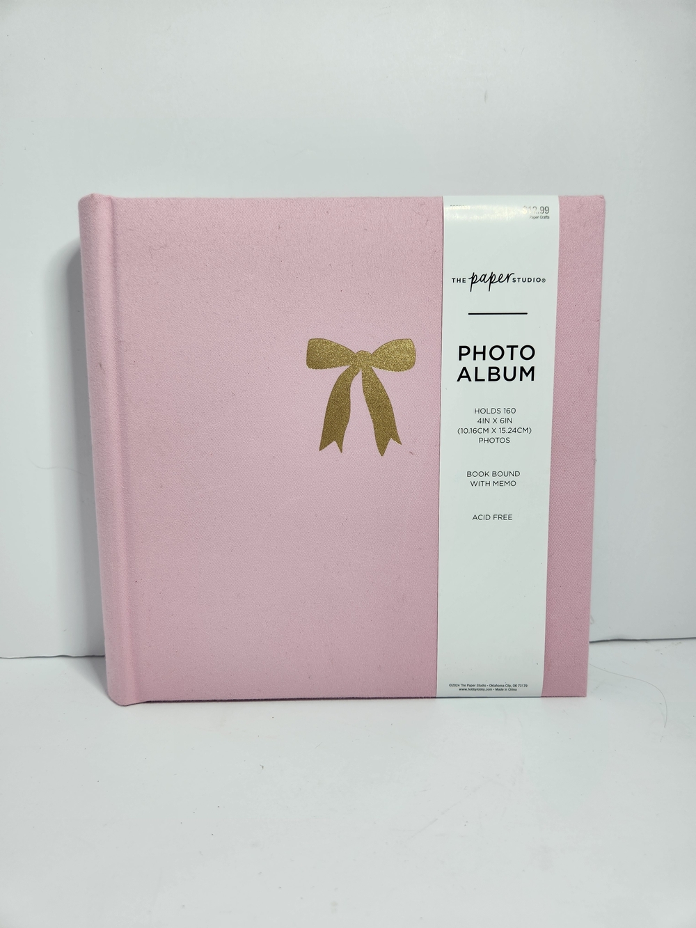 The Paper Studio Pink Photo Album with Gold Bow Accent